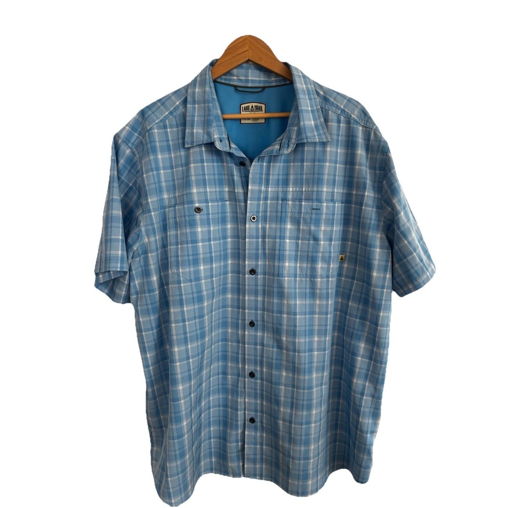 Lake and Trail Shirt Mens 2XL Lightweight Button Down Plaid Fishing Outdoors
